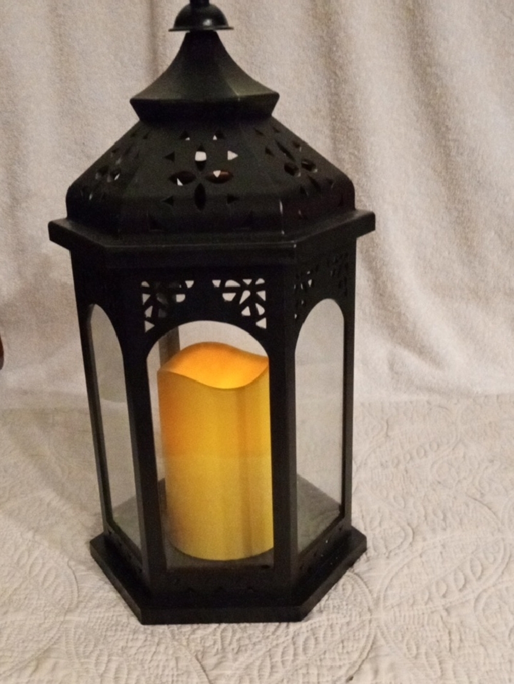 Source Unknown Black Metal Lantern with Yellow LED Candle